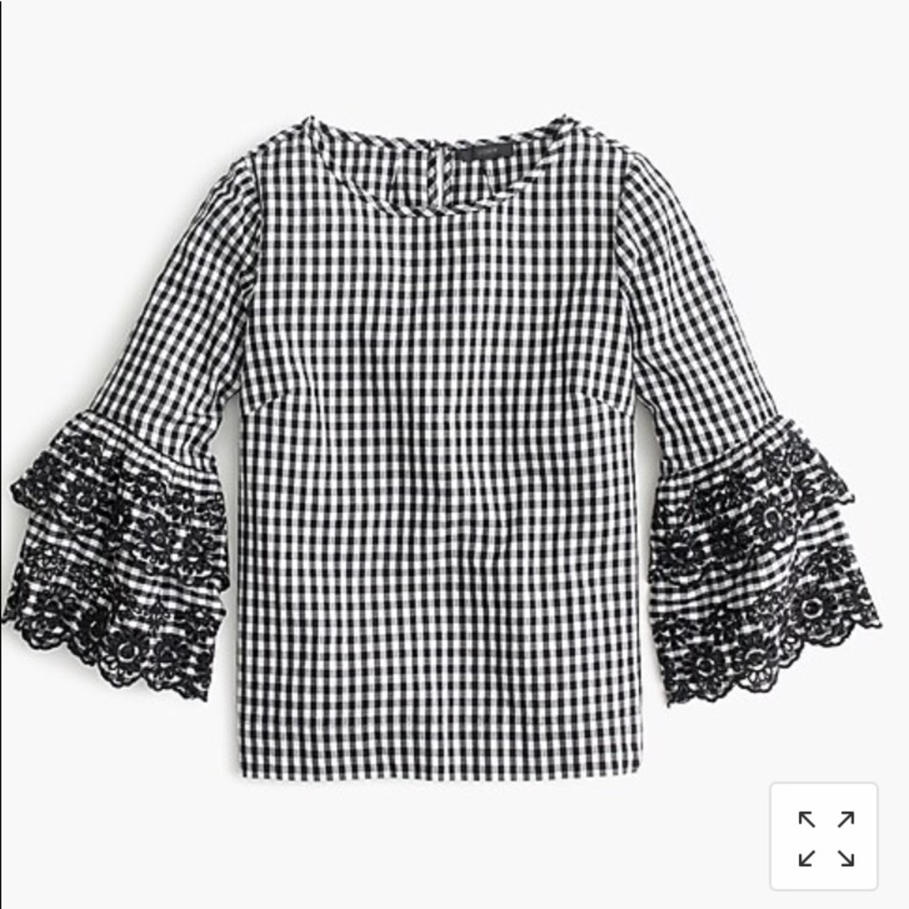J. Crew tiered bell-sleeve top in gingham